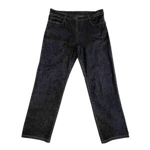Eileen Fisher Dk Grey Straight Leg Denim Hi Rise Jeans Size L Fits 12 - 14